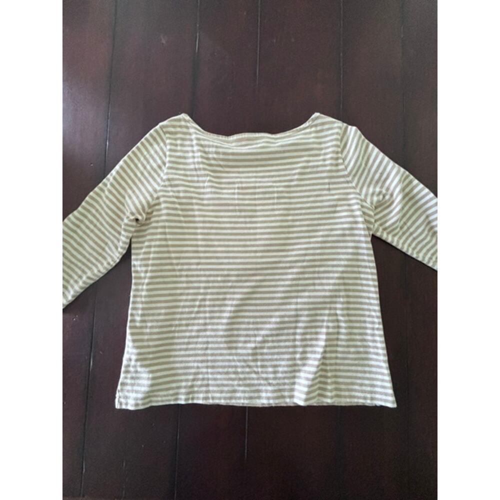 Lands' End Girl's14-16 Cream Tan Stripe Snowflake Sequin Cotton Top EUC - Picture 3 of 7